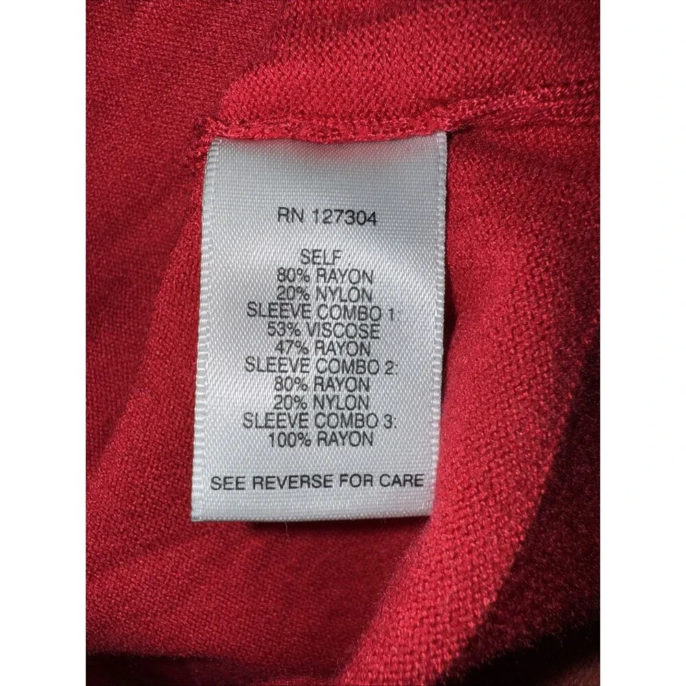 JOHN MARK Size S Red Lightweight Sweater NWT with Patterned L/Sl Elastic Sleeves - Picture 10 of 11